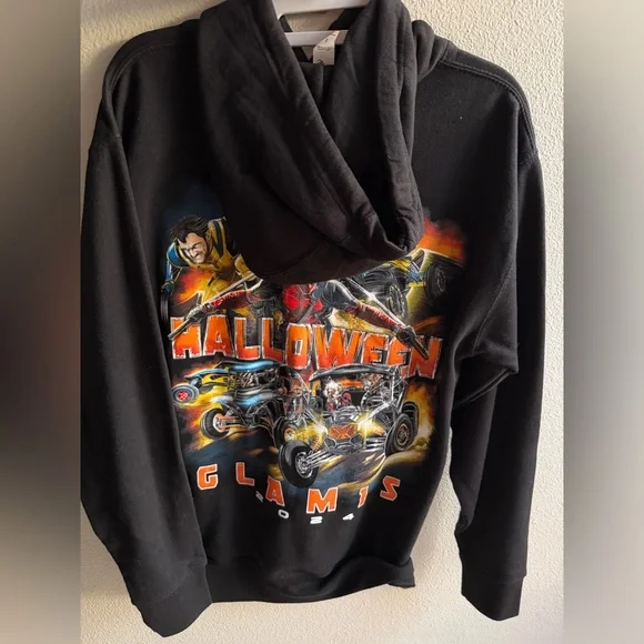 Deadpool Halloween Graphic Sweatshirt - Black with Orange & Red Print - Picture 2 of 5